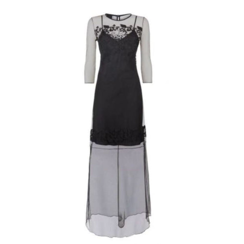 Abito Donna Midi con ricamo su scollo Nero PINKO- Francavilla Moda